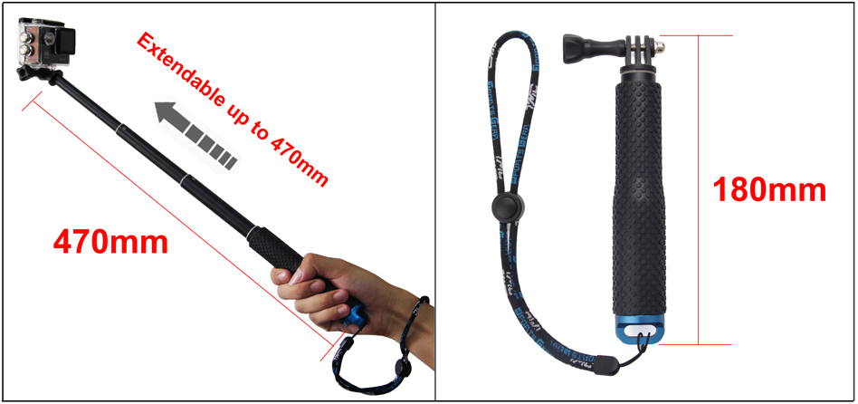 SOOCOO 19'' Waterproof Selfie Stick Grip Adjustable Telescopic Monopod Pole