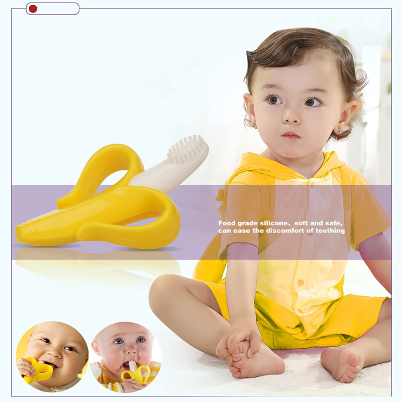 DAYCHEER Baby Training Toothbrush Banana Shape Silicone Eco Friendly Toy Toothbrush