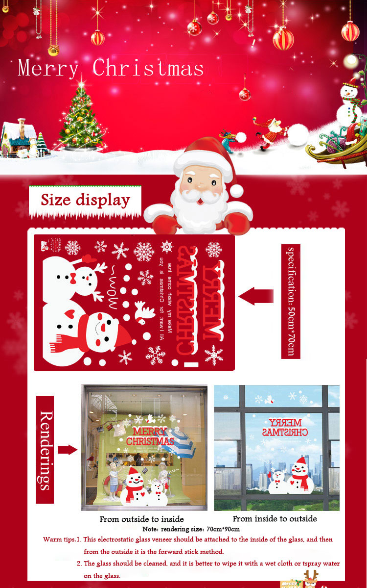 Christmas Snowman Wall Stickers Window Glass Background Decoration Painting PVC Stickers