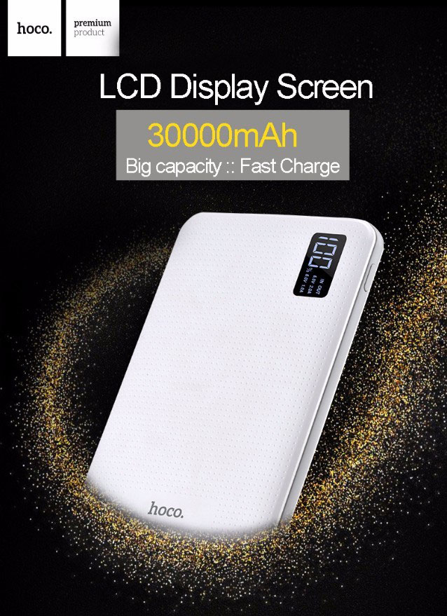 HOCO B24 30000mAh Portable Power Bank with LCD Display