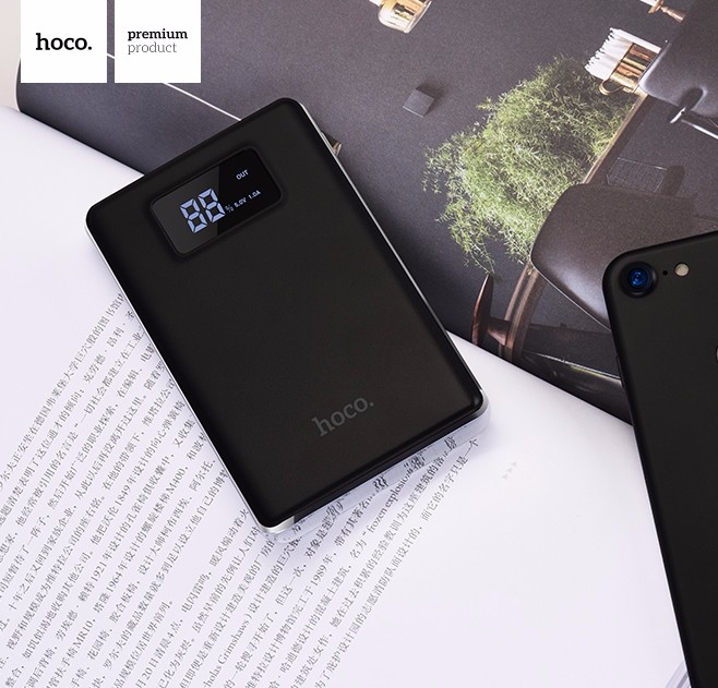 HOCO B23 10000mAh Portable Power Bank with Dual USB and Digital Display