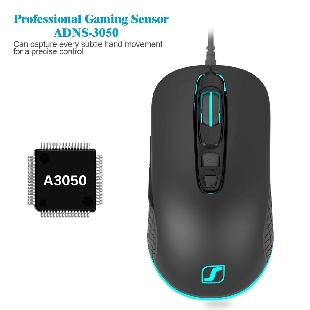 Seenda S600 Optical Gaming Mouse 7 Color Light 4000 DPI USB Wired Mouse