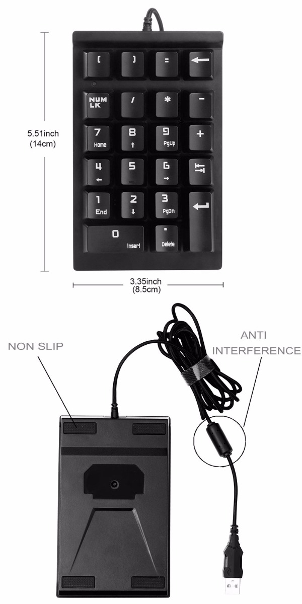 Seenda Mechanical Digital Keyboard General Computer External Mini USB Keyboard