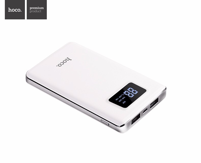 HOCO B23 10000mAh Portable Power Bank with Dual USB and Digital Display
