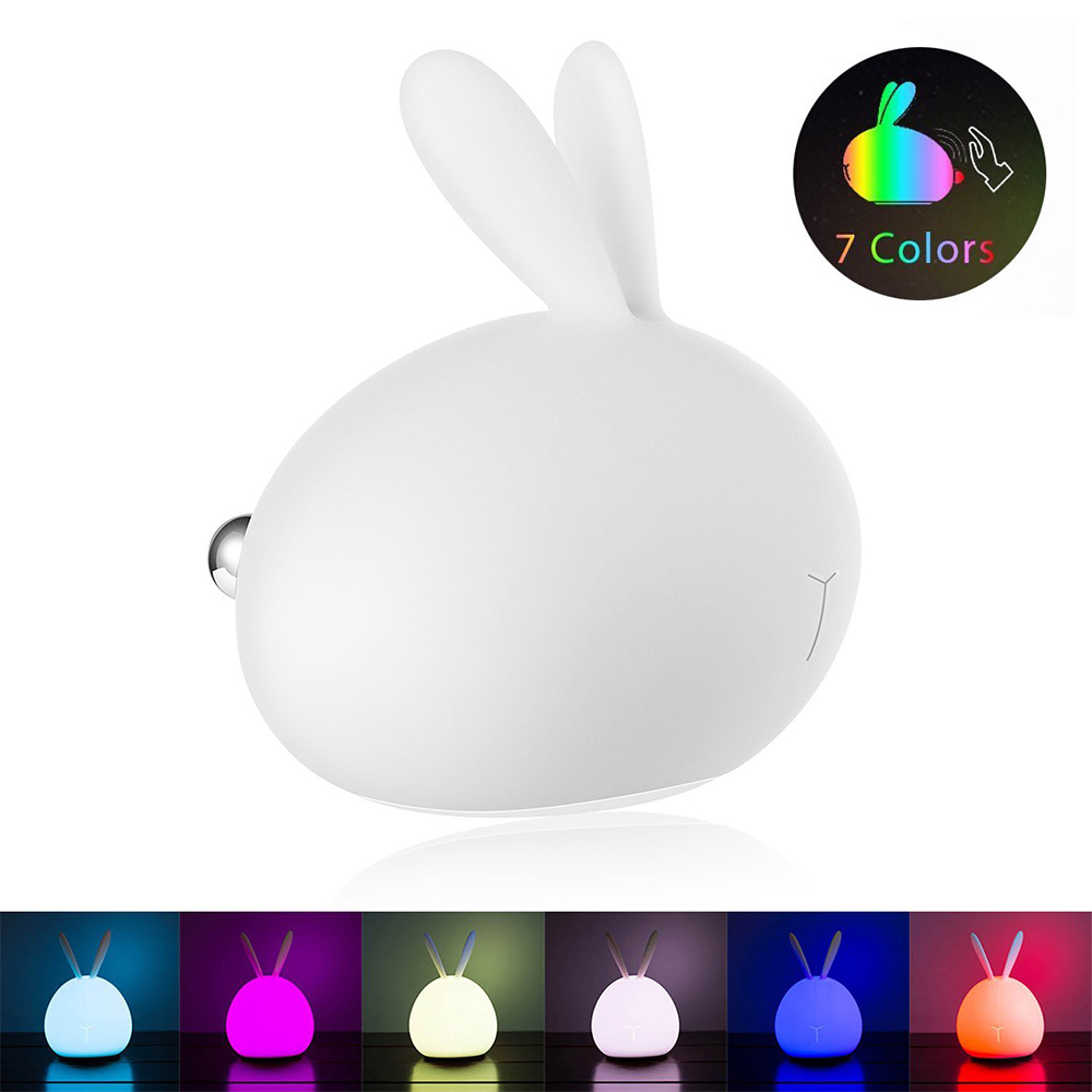 DONWEI Battery Colorful Silicone Night Light Cute Rabbit Night Table Decoration