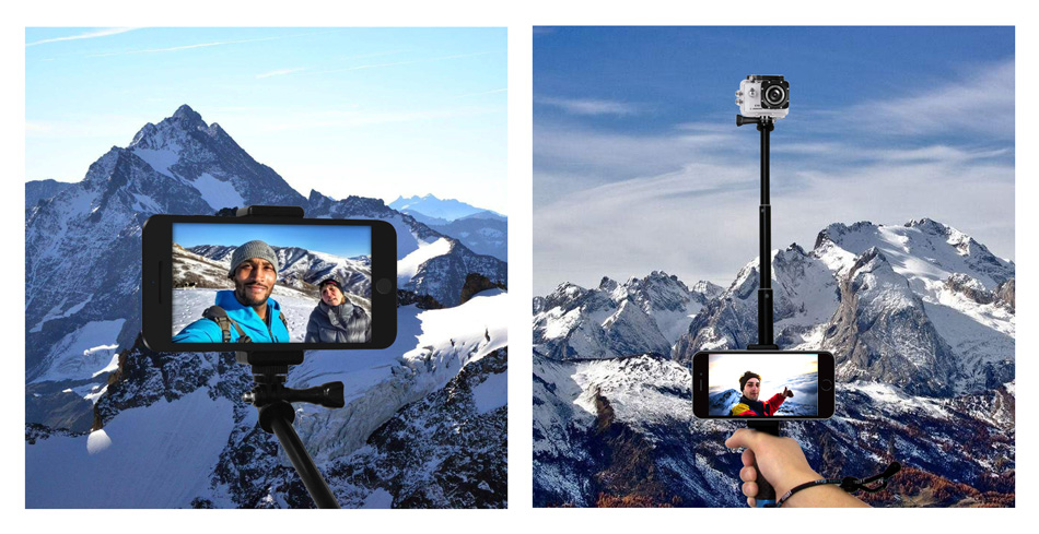 SOOCOO 19'' Waterproof Selfie Stick Grip Adjustable Telescopic Monopod Pole