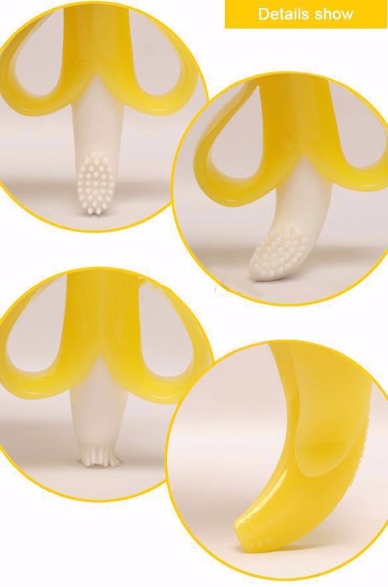 DAYCHEER Baby Training Toothbrush Banana Shape Silicone Eco Friendly Toy Toothbrush