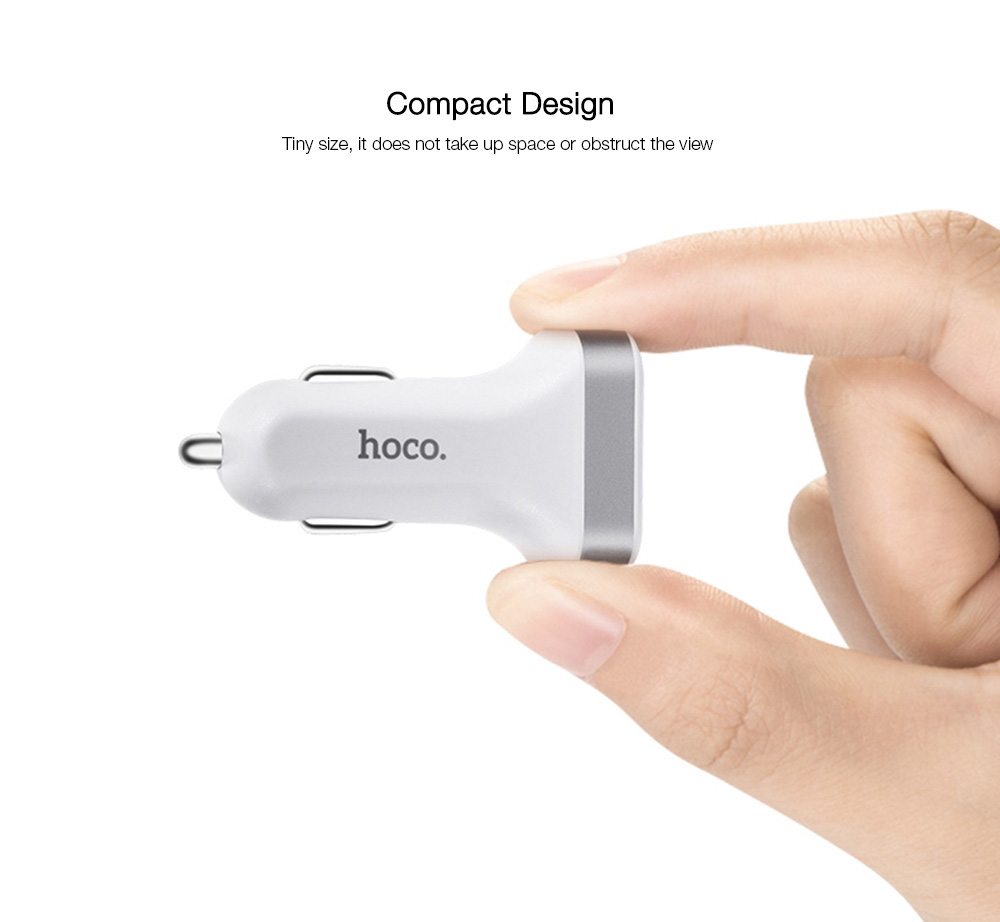 HOCO Z3 Dual USB Port Car Charger Digital Display Charging Adapter