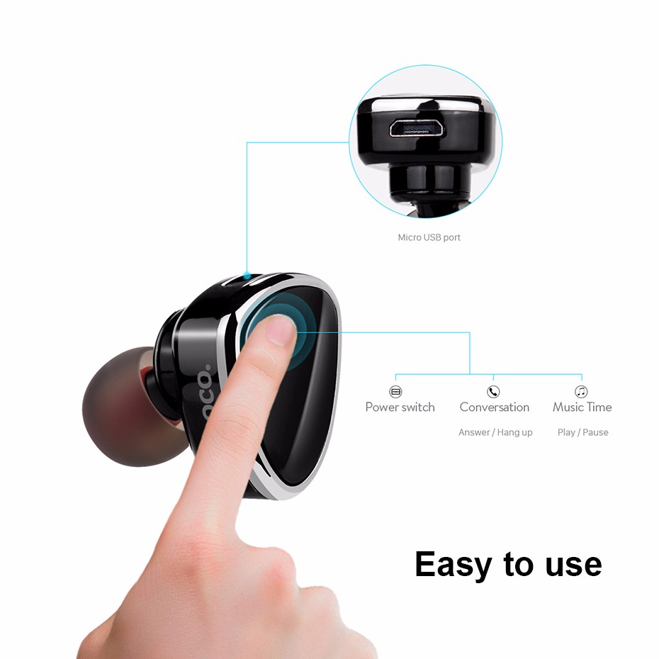 HOCO E7 Mini Wireless Bluetooth Earphone In-ear Invisible Headset with Microphone