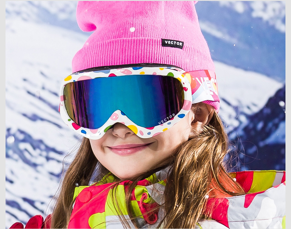 VECTOR Kids Ski Goggles UV400 Anti-fog Winter Girls Boys Eyewear