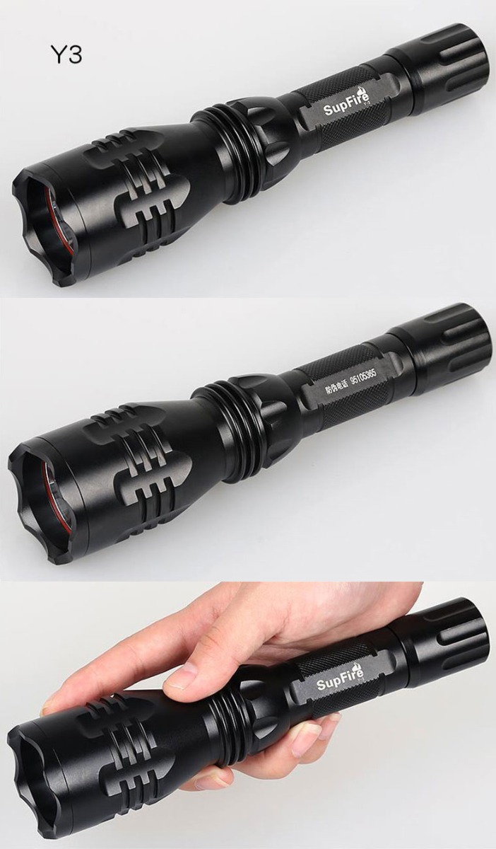 SupFire Y3/Y3A Rechargeable Waterproof 5 Modes Lumens LED Flashlight