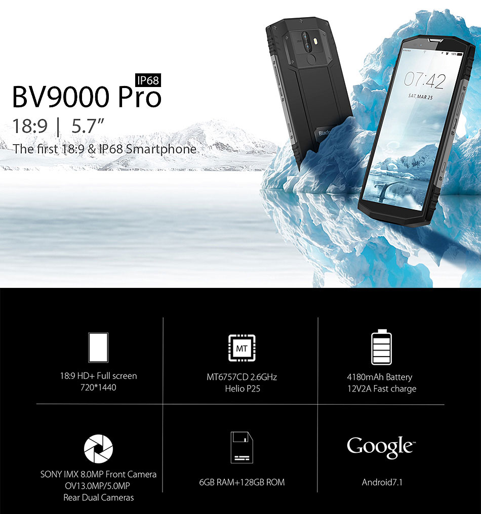 Blackview BV9000 Pro 5.7 Inch 4G Smartphone Full Screen Waterproof IP68 NFC Mobile Phone