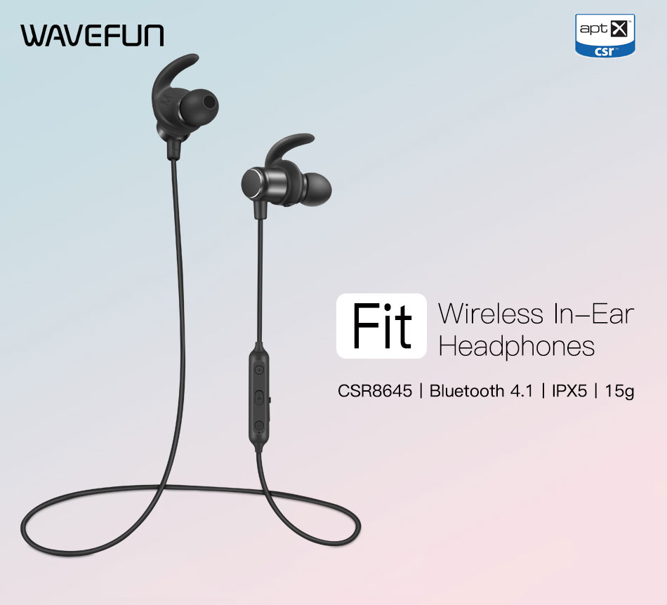 Wavefun Fit Wireless Bluetooth Earbud IPX5 Waterproof Bass Sports Headset with Mic