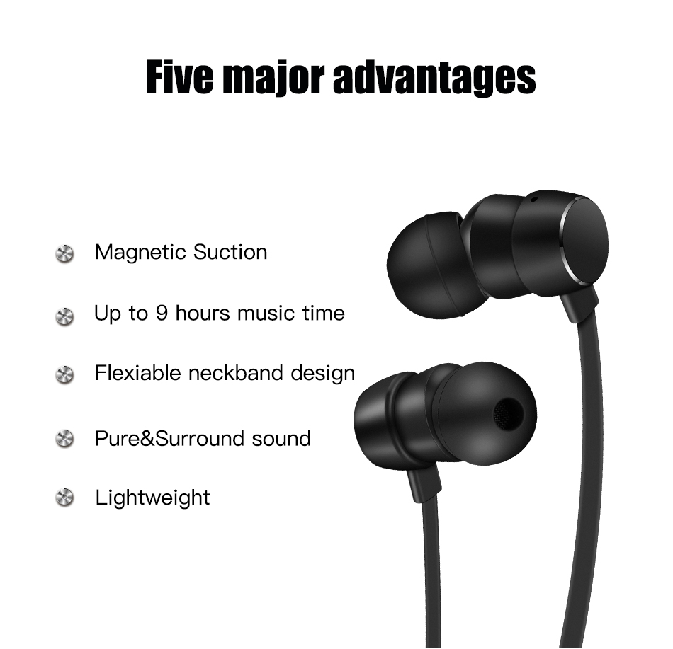Wavefun Flex Wireless Bluetooth Earbud Sports Magnetic Stereo Headset