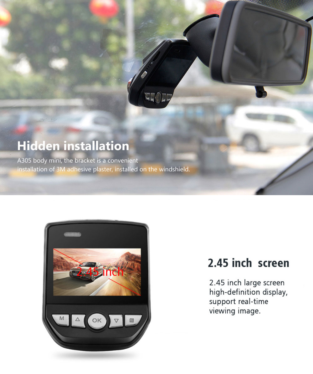 Azdome A305 WiFi 170° Car DVR 1080P Full HD Night Vision Dash Cam