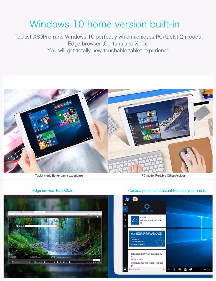 Teclast X80 Pro 8 Inch Android 5.1 + Windows 10 Dual OS Tablet PC