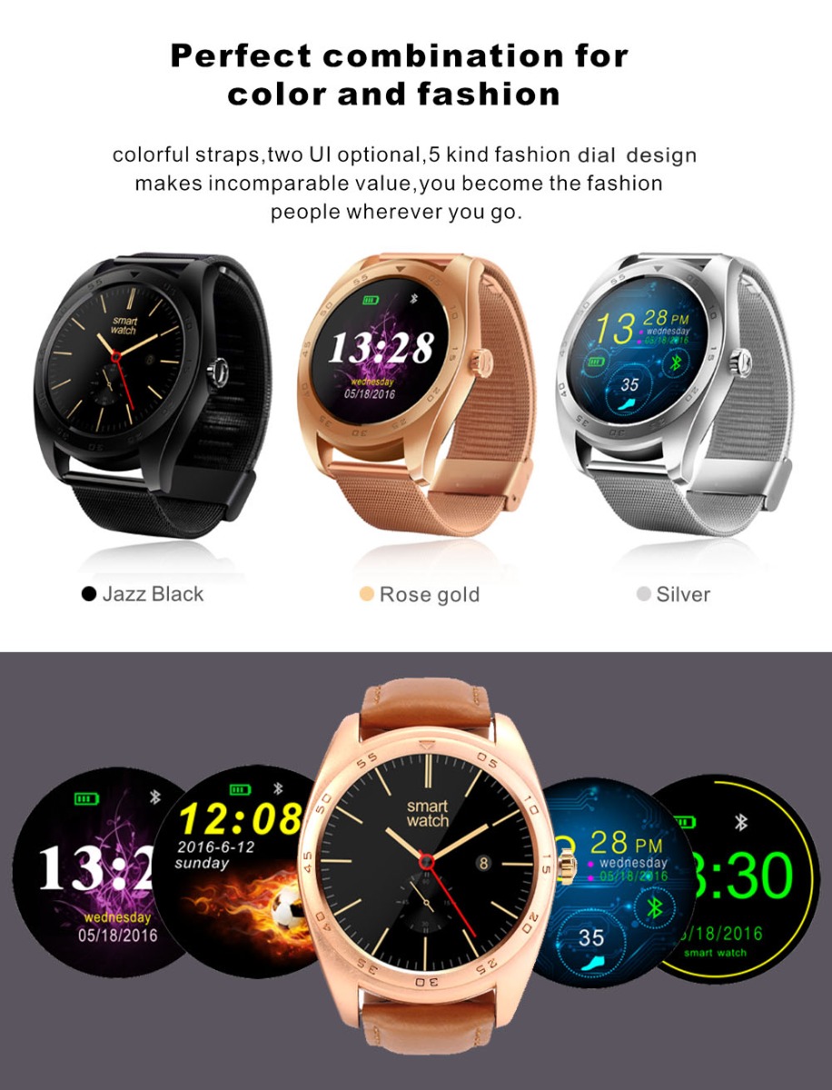 K89 Bluetooth 4.0 Smart Watch Heart Rate Monitor with Changeable Strap