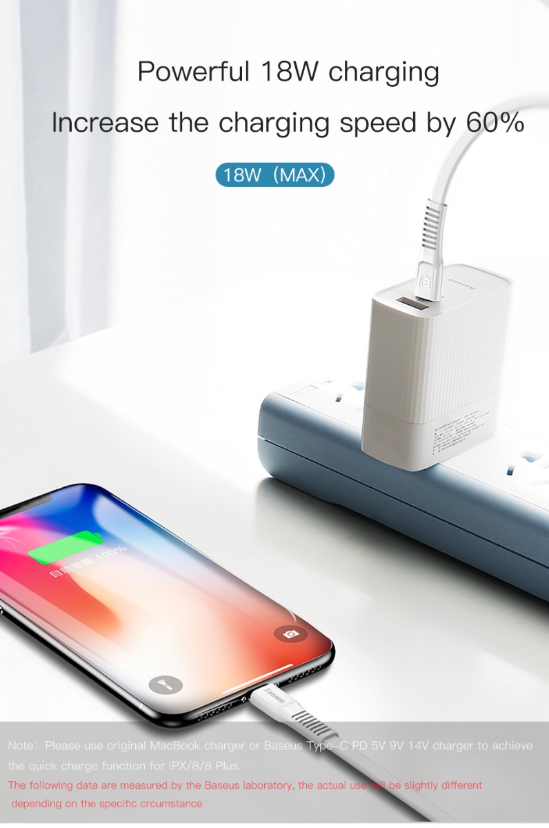 Baseus 18W PD Fast Charging Cable USB-C+Type-C 2A Interface