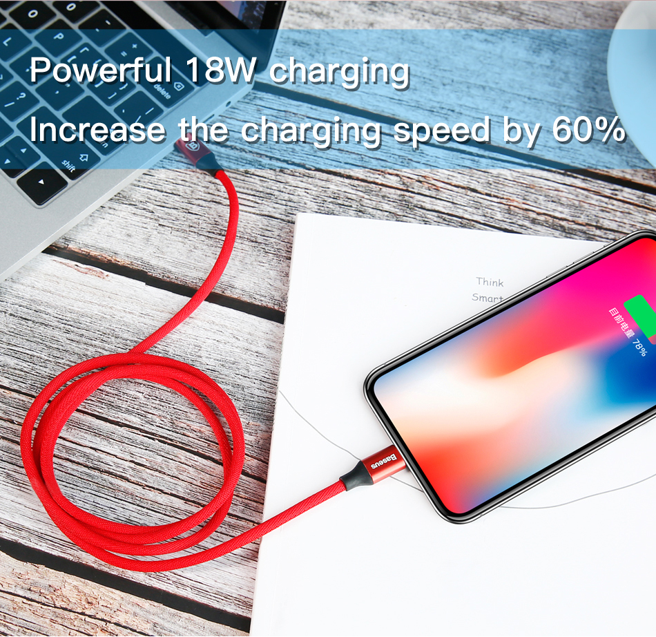 Baseus 18W PD Fast Charging Cable Type-C to 8 Pin for Apple Devices