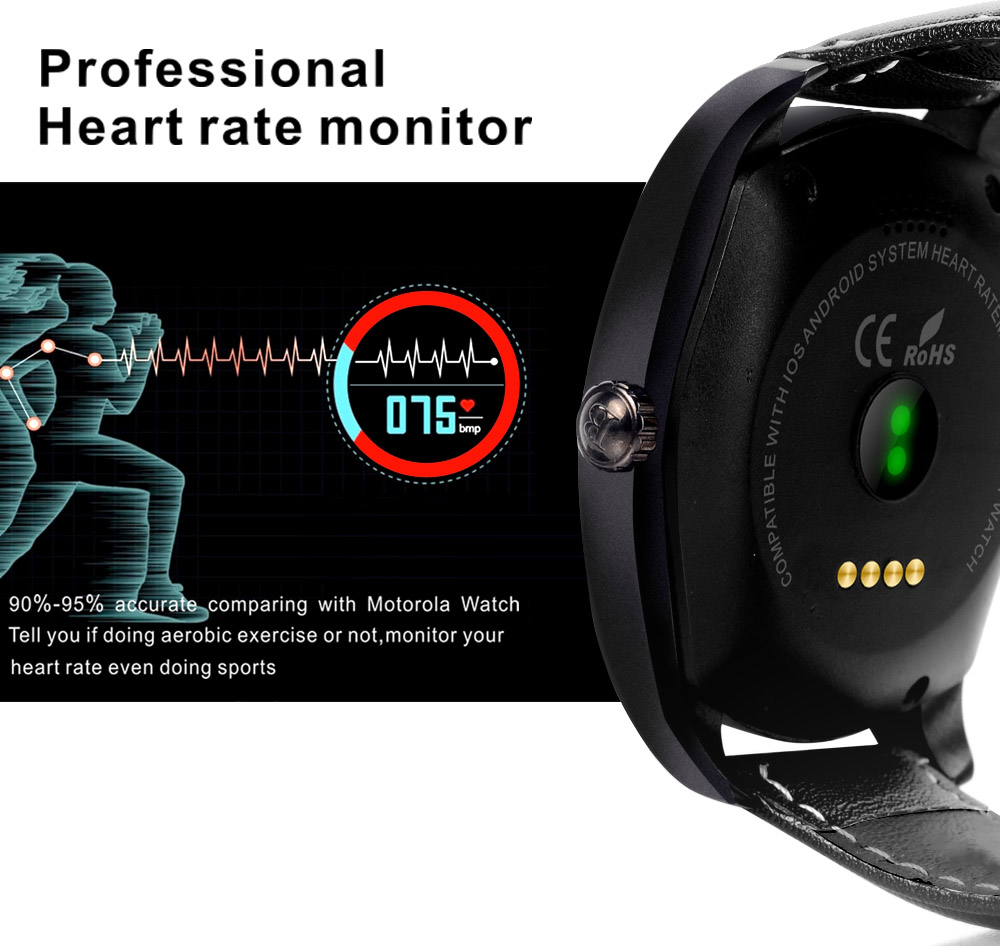 K89 Bluetooth 4.0 Smart Watch Heart Rate Monitor with Changeable Strap