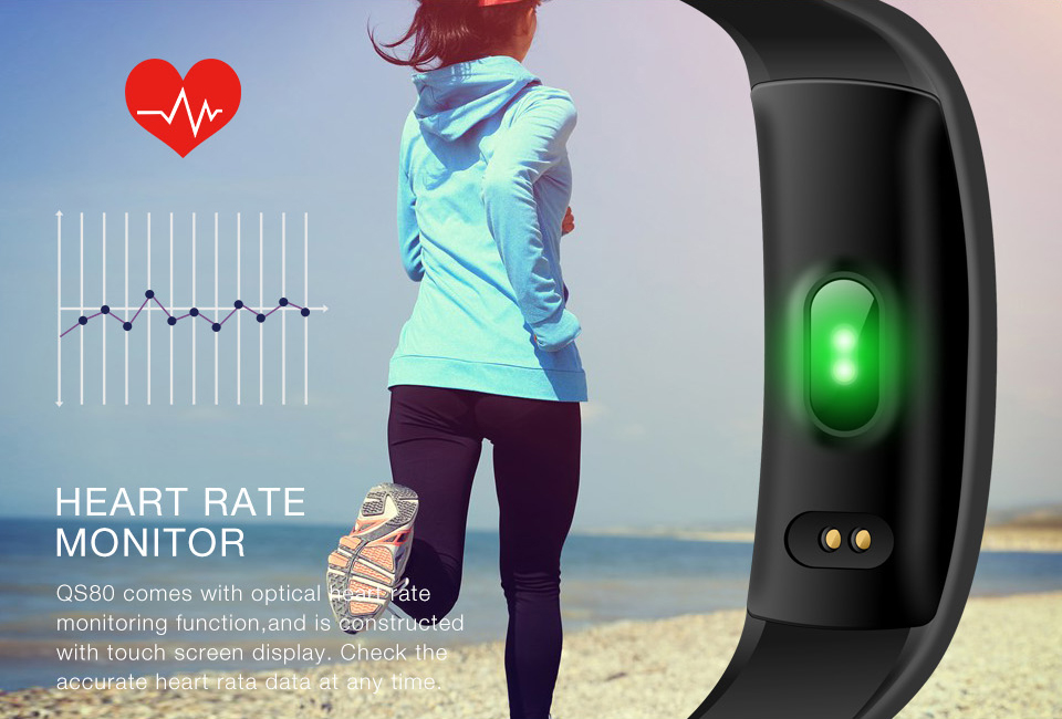 QS80 Waterproof Smart Wristband Blood Pressure Heart Rate Monitor
