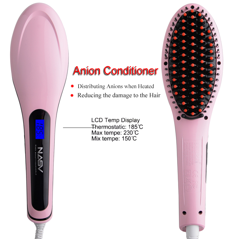 NASV NASV-100 Straight Hair Comb Brush with LCD Display