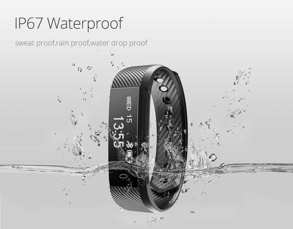 ID115 IP67 Waterproof Smart Bracelet with Bluetooth 4.0