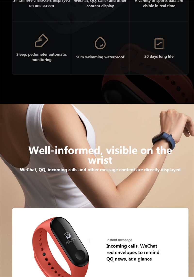 Xiaomi Mi Band 3 Smart Bracelet Heart Rate Monitor Gearvita 