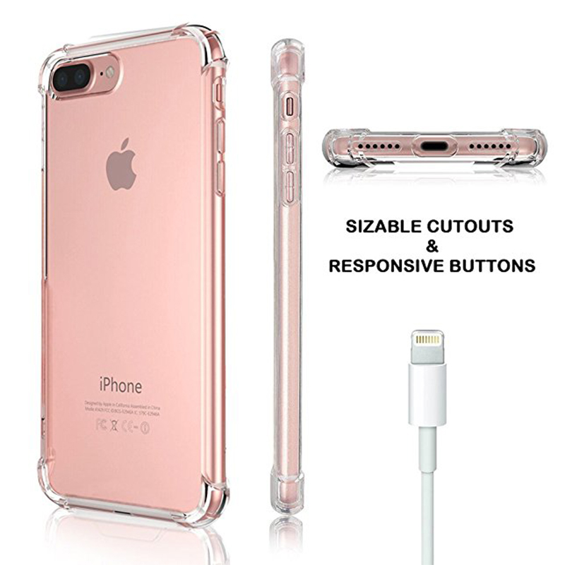 Clear Soft TPU Cover Case with Drop Protection Corners for iPhone 6/ 6s/ 6p/ 6s p/ 7/ 8/ 7p/ 8p 