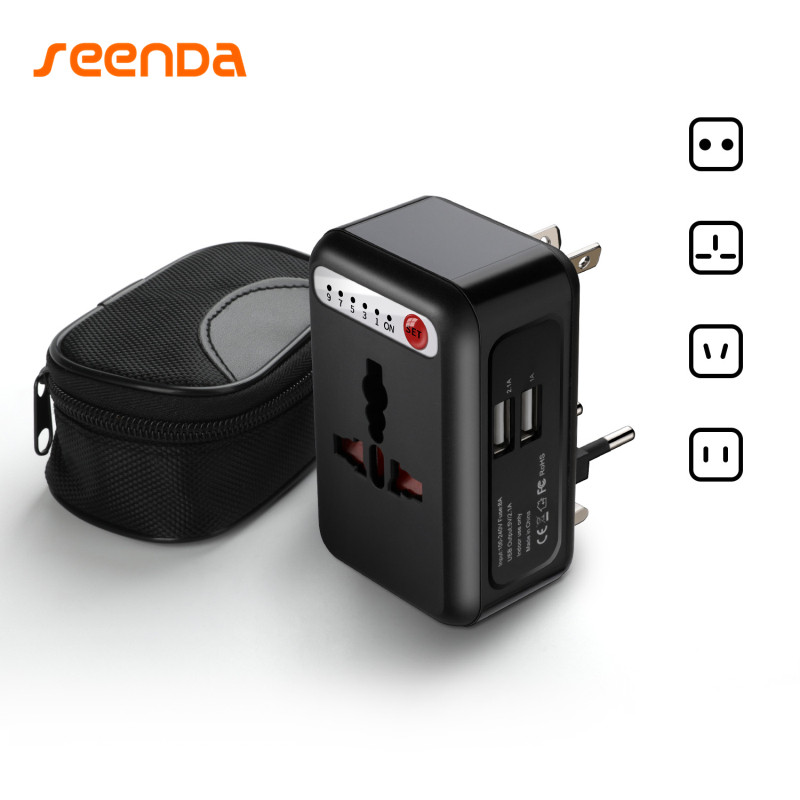 SeenDa Universal Travel Power Plug 2 USB Ports 5 V 2.1A