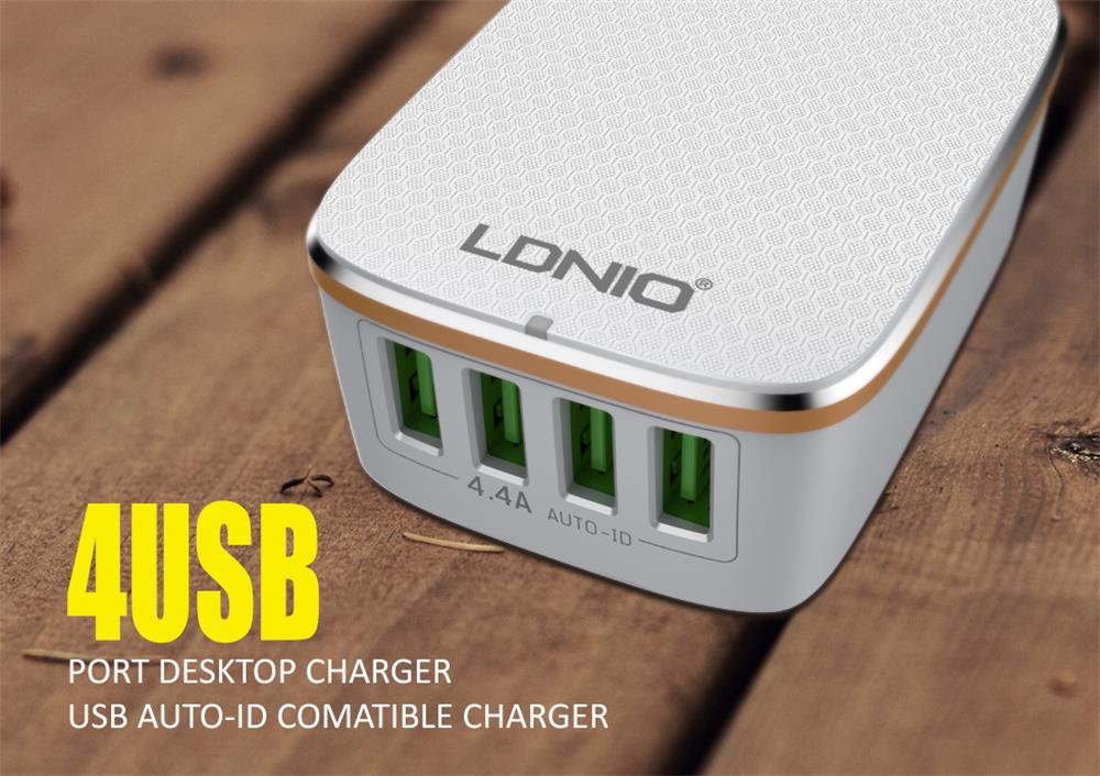LDNIO A4404 4.4A Universal Charger 4 USB Ports Travel Adapter for Samsung S6 S7 S8 S7 iPhone7 