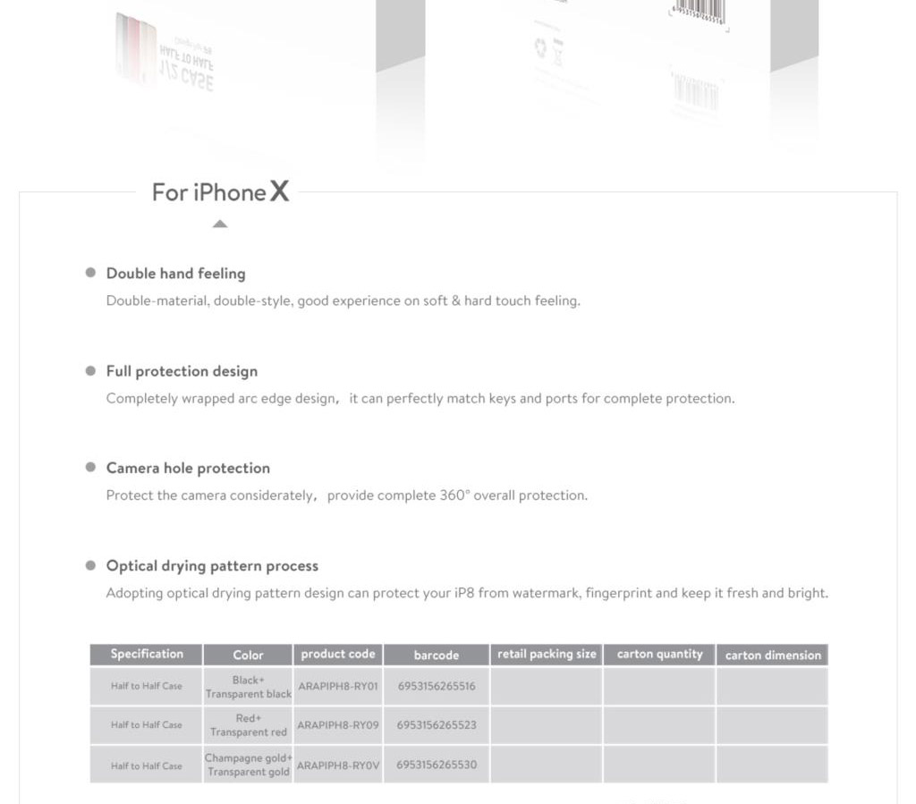 Baseus ARAPIPHX-RY Half to Half Case for iPhone X