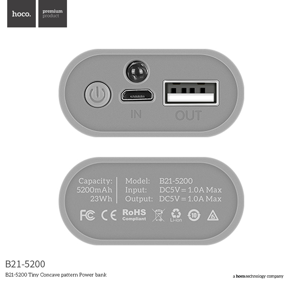 HOCO B21 5200mAh Mini USB Power Bank 