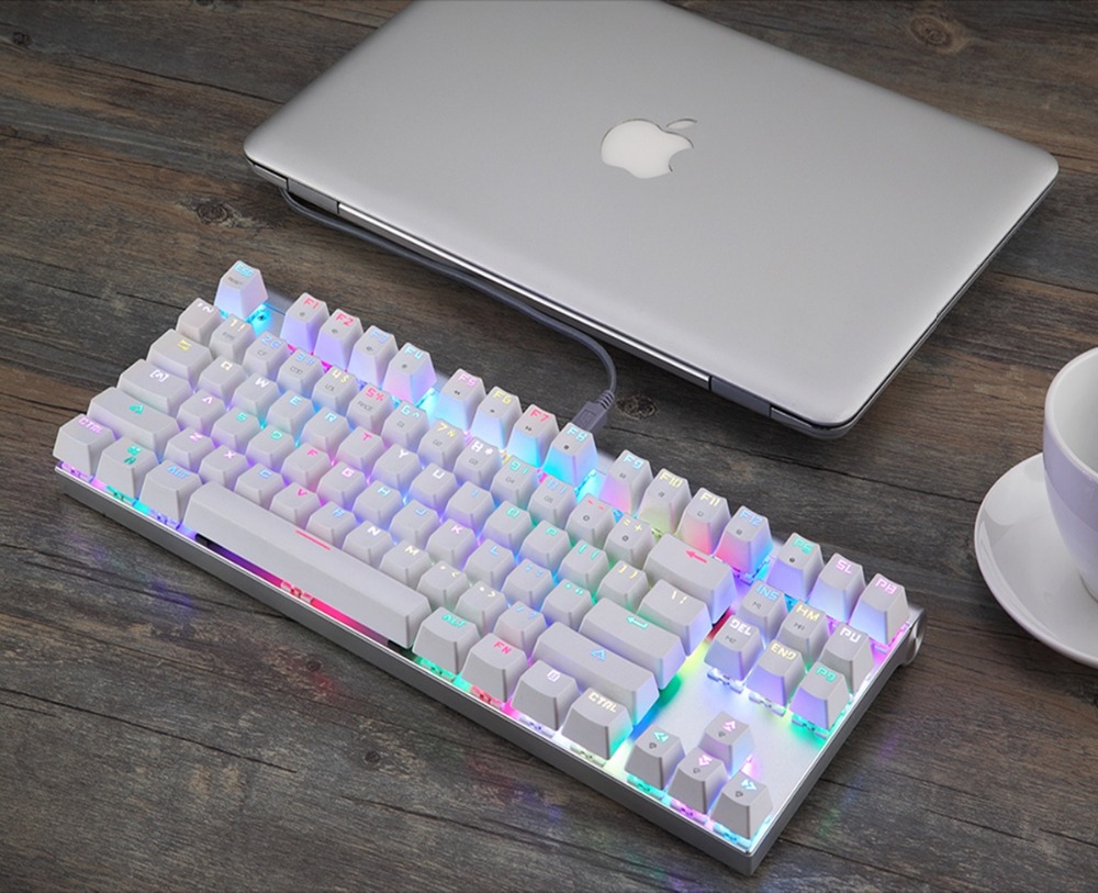 Original Motospeed CK101 Wired Mechanical Gaming Keyboard RGB Ergonomic Light 87 Anti-ghosting Keys 