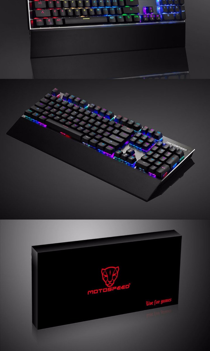 Motospeed CK108 Mechanical USB Gaming Keyboard Wired Blue / Black with Switch 18 Modes Backlight for Gamer
