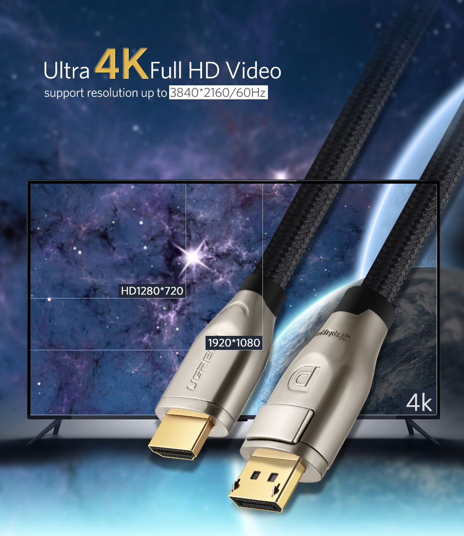 Ugreen DP111 Ultra 4K DP to HDMI 2.0 Cable 