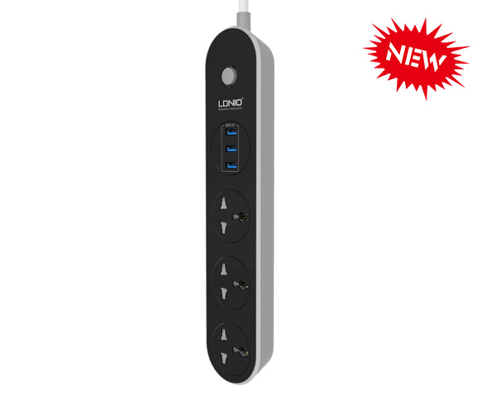 LDNIO SC3301 Intelligent Power Strip 3 USB Port 3 Sockets Adapter Converter 10A Fast Charger for iPhone