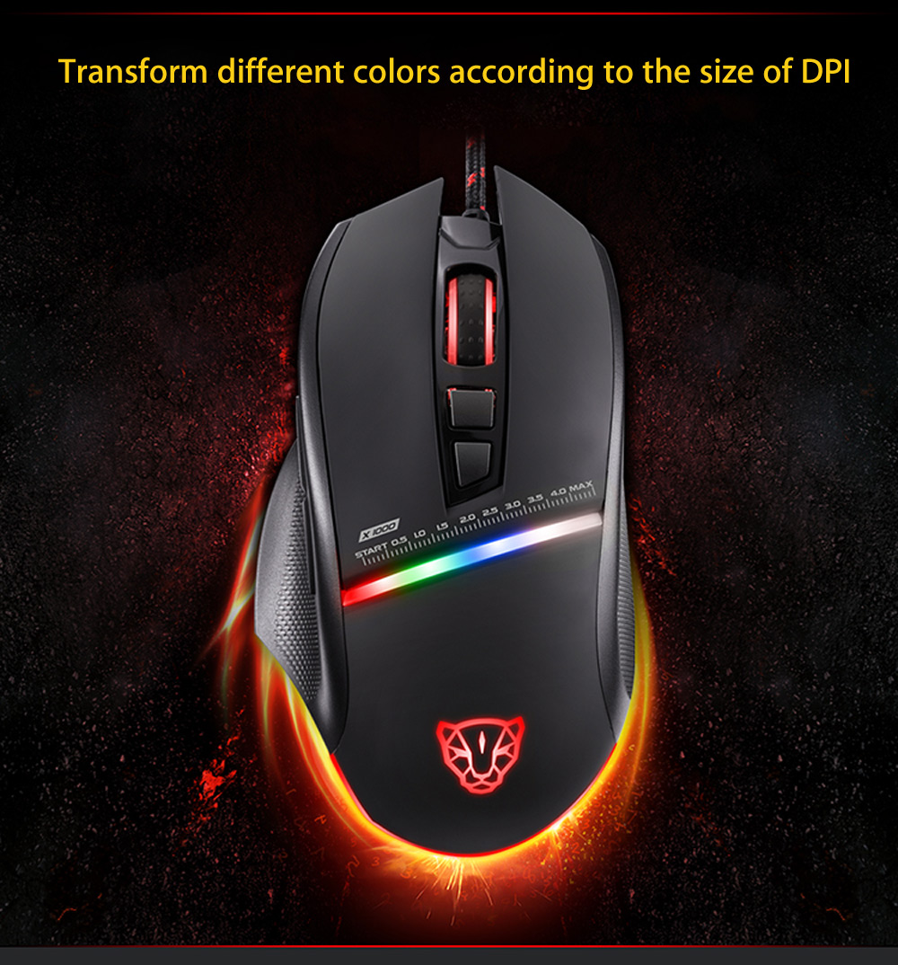 Motospeed V10 USB Wired Gaming Mouse with LED Backlight for Laptop / PC 7 Buttons 4000 DPI Optical Mouse