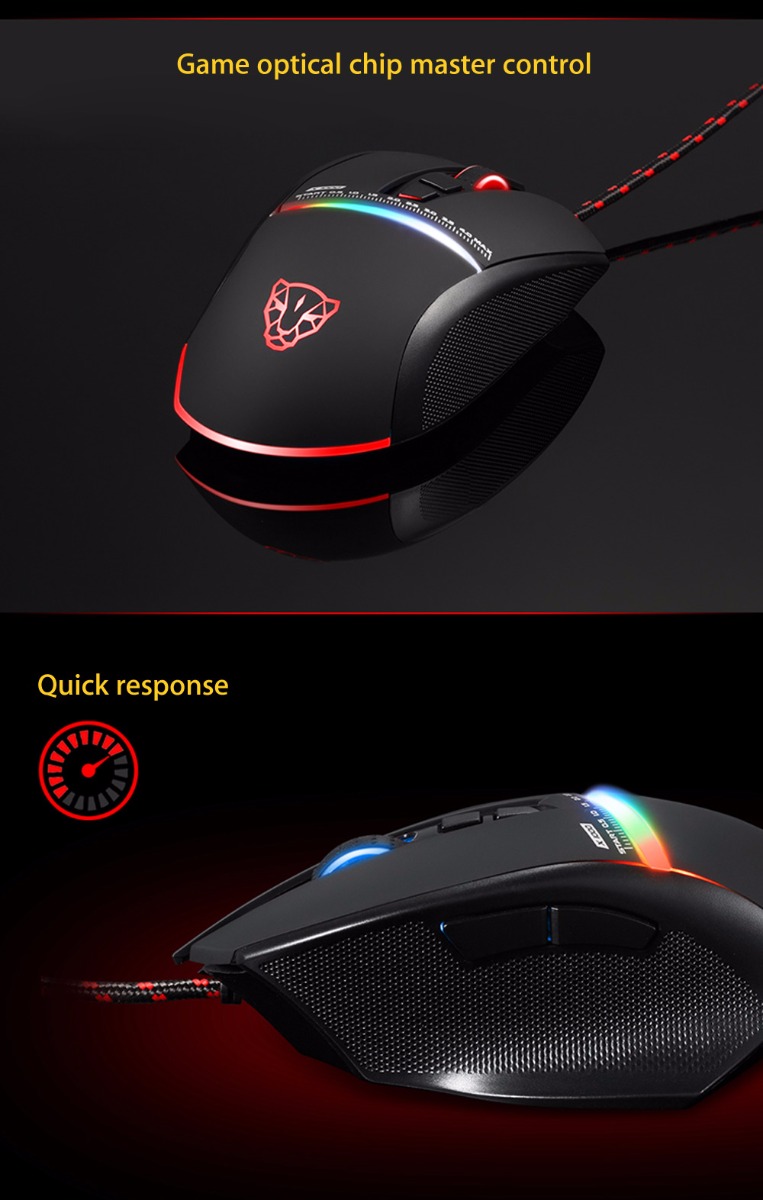 Motospeed V10 USB Wired Gaming Mouse with LED Backlight for Laptop / PC 7 Buttons 4000 DPI Optical Mouse