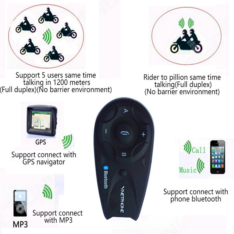 Vnetphone V5 Bluetooth Motorcycle Helmet  Intercom Headset