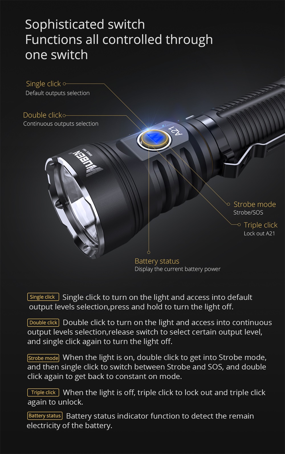 wuben a21 portable flashlight