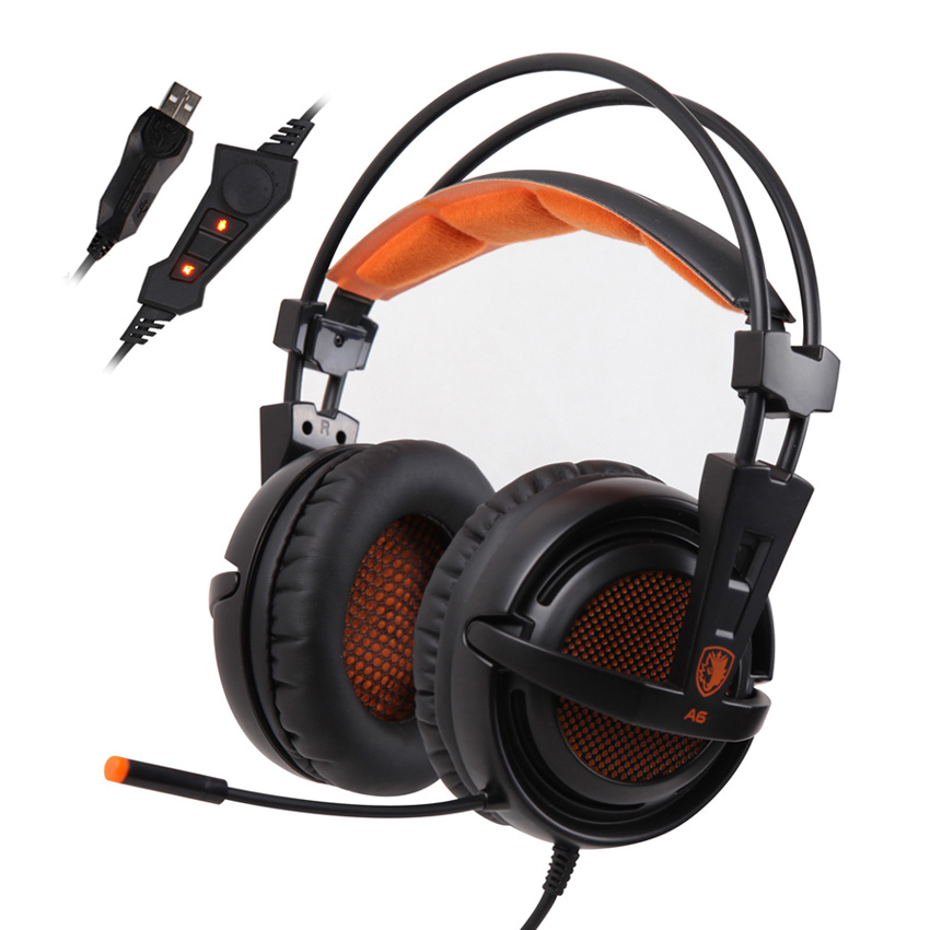 Sades A6 Stereo USB Gaming Headset with Microphone LED Light for PC Gamer