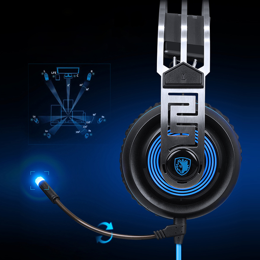 Sades A7 USB Gaming Headset with Mic Led for PC Laptop Gamer