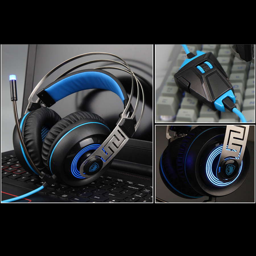 Sades A7 USB Gaming Headset with Mic Led for PC Laptop Gamer