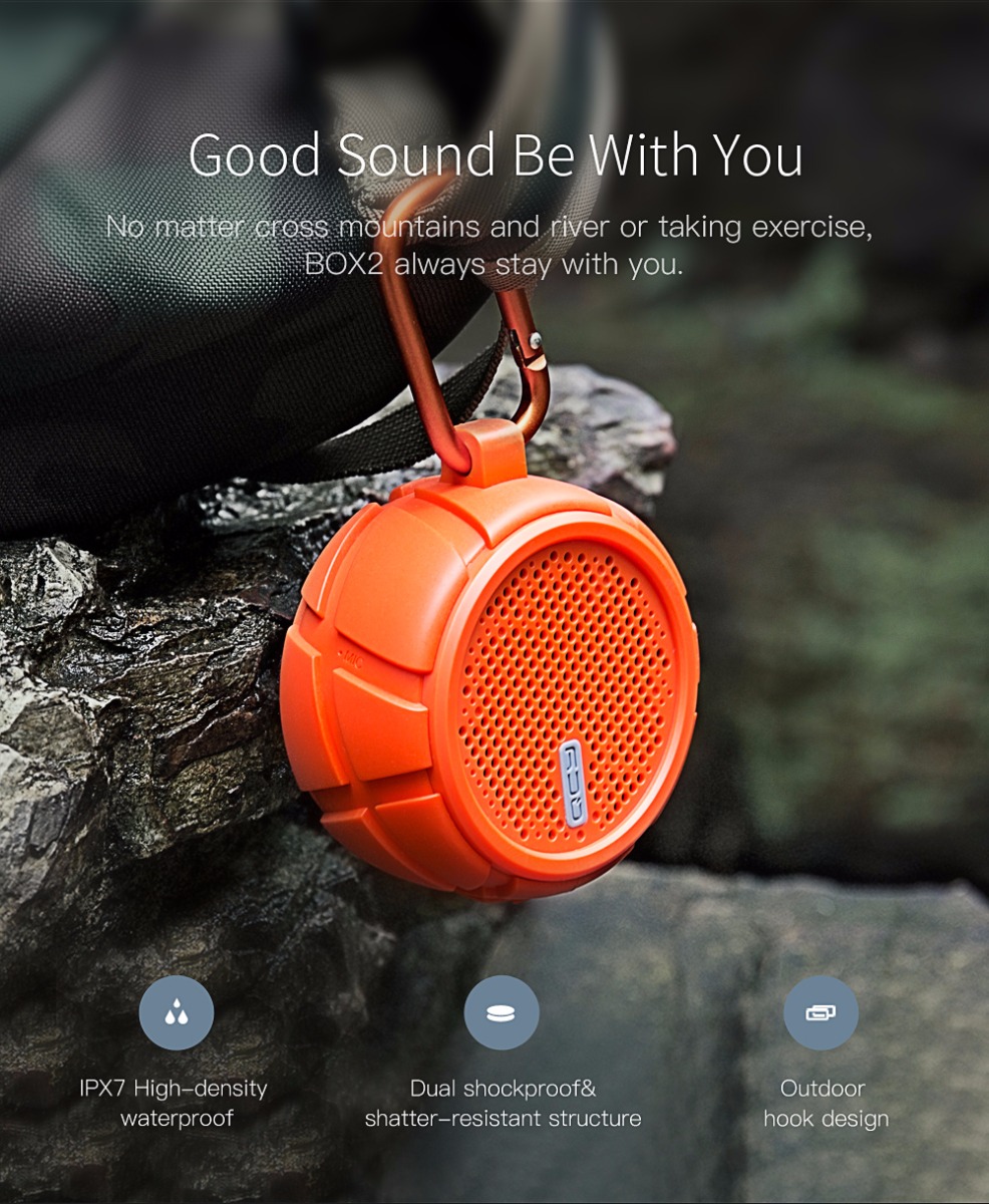 QCY BOX2 Waterproof Bluetooth Speaker 4.2 Sound 3.5mm UX with Mic