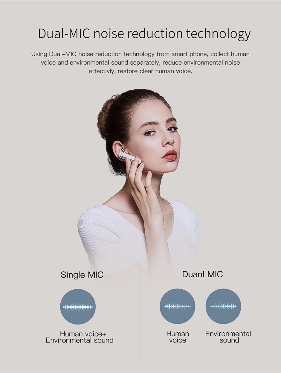 QCY Q30 Wireless Business Earphone with Dual Noise Reduction Mic Bluetooth 4.2