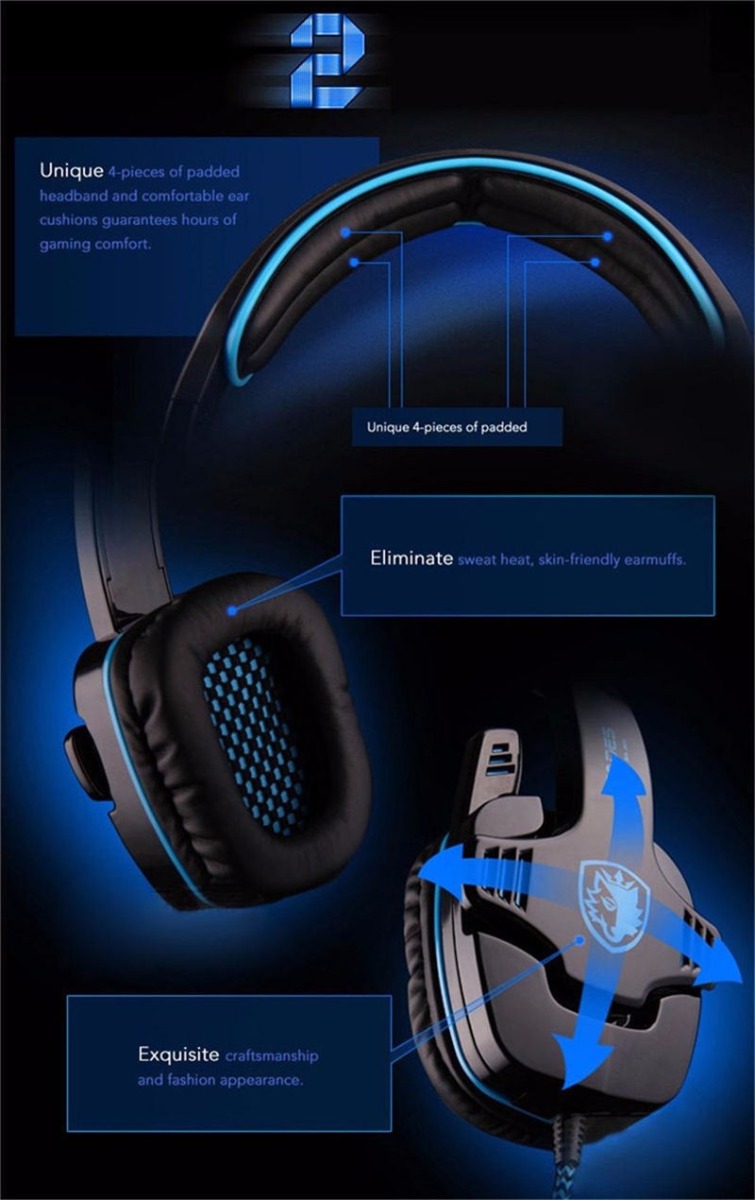 Sades SA-901 USB Gaming Headset with Microphone Noise Canceling for ps4