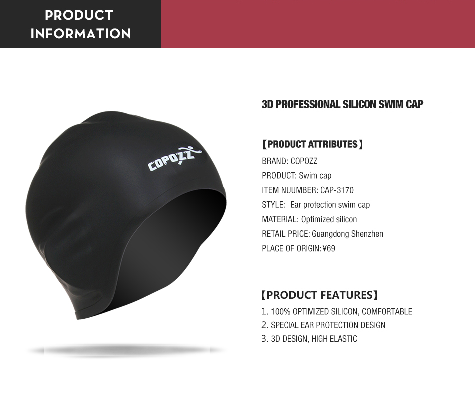 COPOZZ New Flexible Silicone Waterproof Swimming Caps 