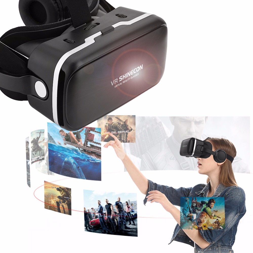 virtual reality 3d glasses with adjustable headphone VR SHINECON SC-G04E Virtual Reality 3D Glasses with Builted-in Headphone